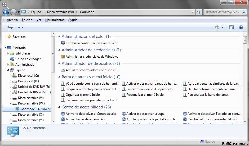 En el Modo Dios en Windows 7 encontraremos muchísimas opciones