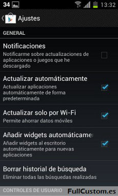 Activar las opciones de “Actualizar automáticamente” y “Actualizar solo por Wi-Fi”