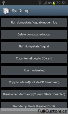 Menú oculto SysDump
